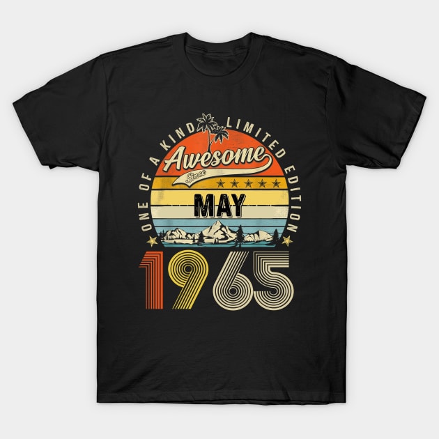 Awesome Since May 1965 Vintage 58th Birthday T-Shirt by Vintage White Rose Bouquets